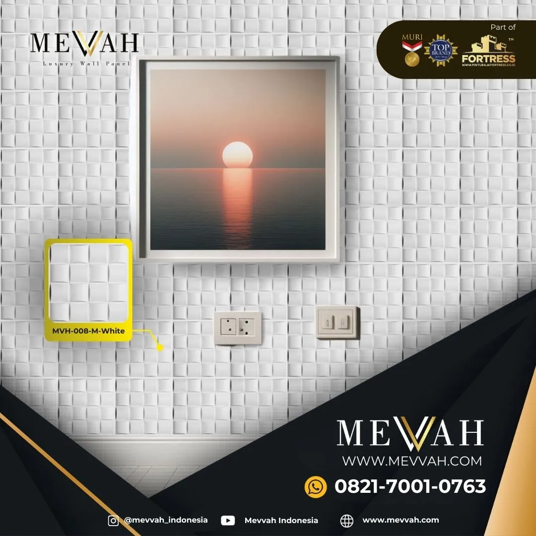 (MEVVAH) Wall Panel 3D Interior Pvc Ruang Tamu White Di Sekadau