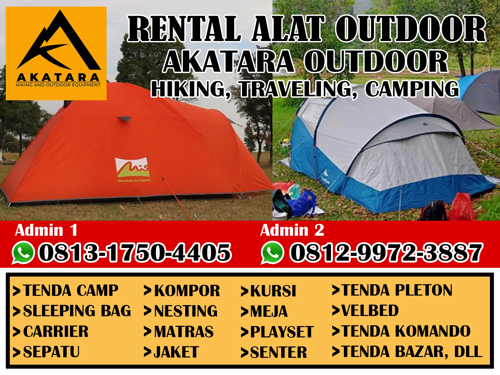 TERLENGKAP O8I3-I75O-44O5 WA, Rental Alat Outdoor Bekasi