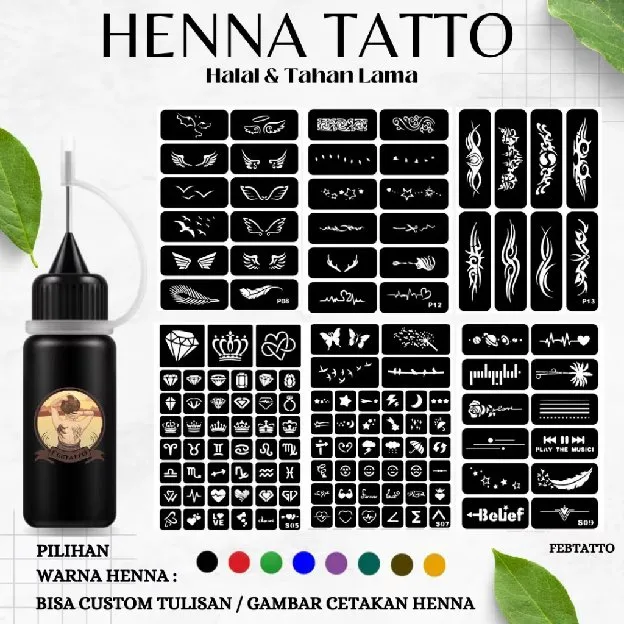 Henna Tato Halal Tahan Lama Bisa Custom Hena Kit