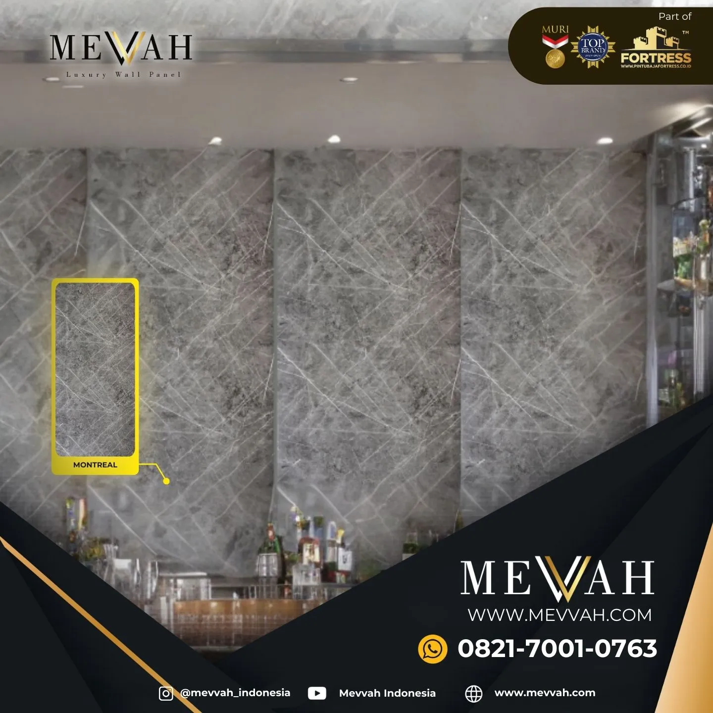 (MEVVAH) Marble Pvc Wall Panel Abu Abu Di Bengkayang