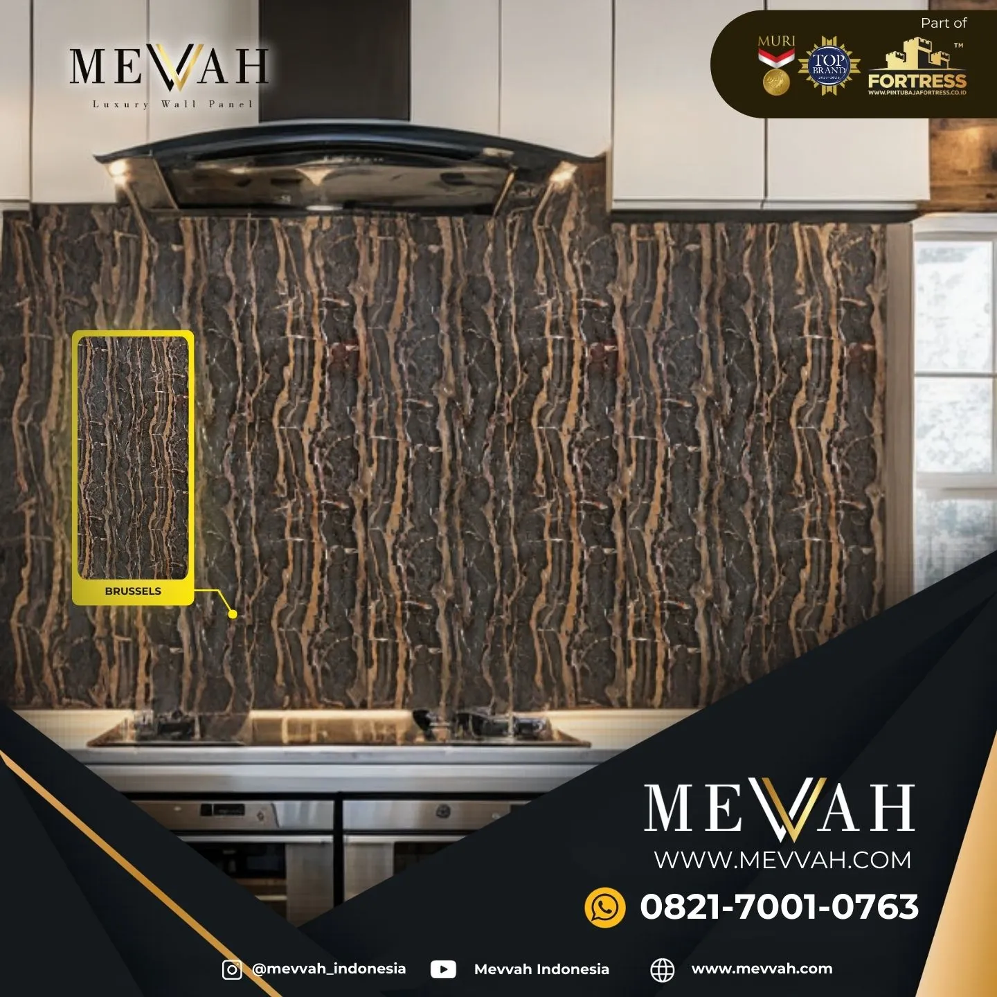 (MEVVAH) Wall Panel Pvc Marmer Coklat Di Sanggau