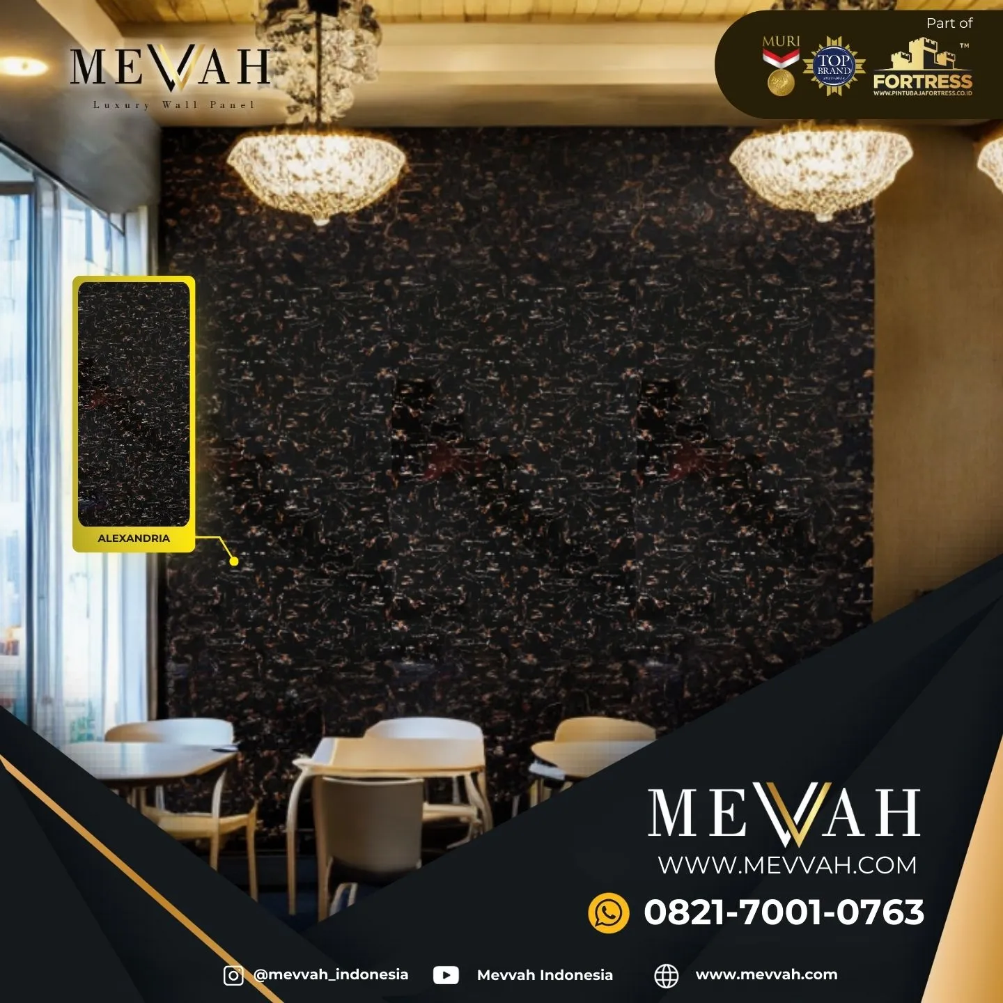 (MEVVAH) Jual Marmer Panel Pvc Hitam Di Kubu Raya