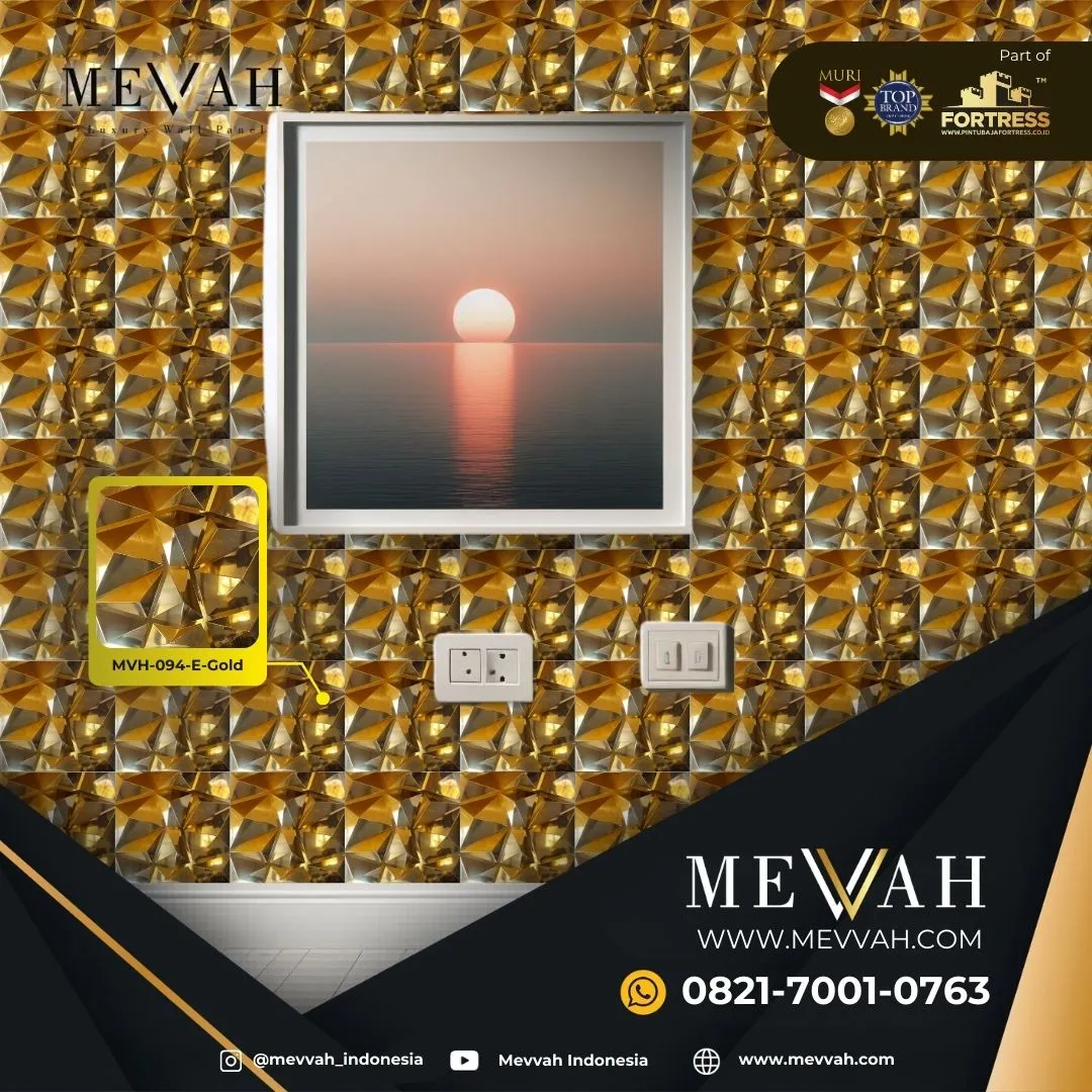 (MEVVAH) 3D Wall Design Panel Pvc Kamar Tidur Gold Di Kubu Raya