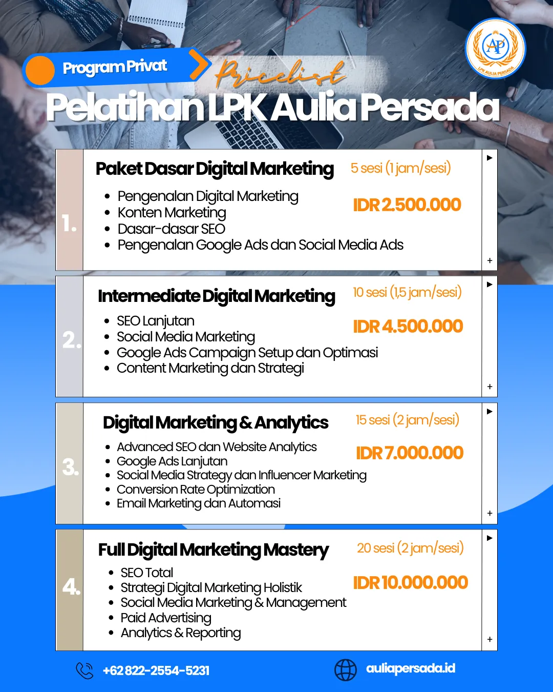 Aulia Persada, Biaya Pelatihan Digital Marketing Semarang