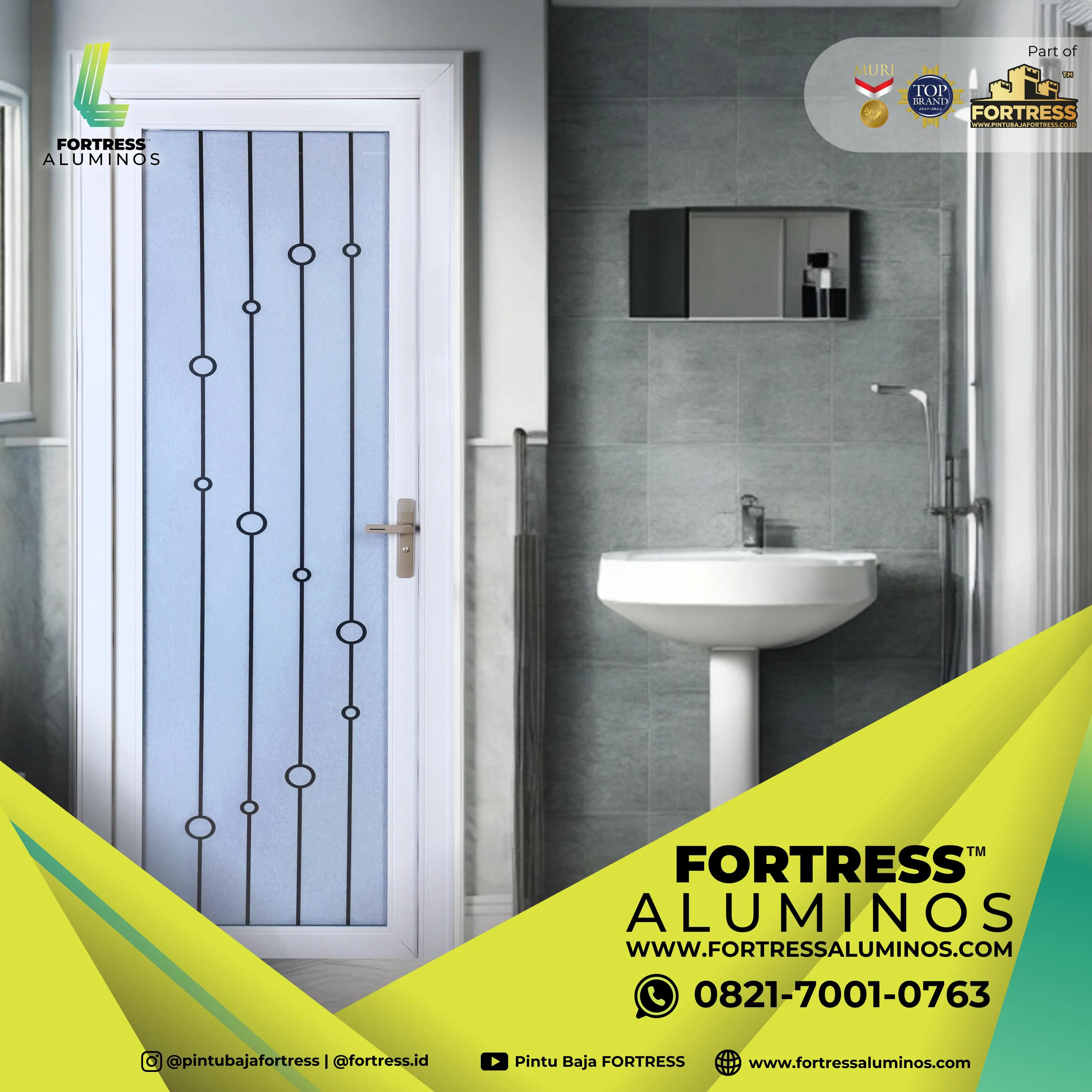 (ALUMINOS) Pintu Kamar Mandi Aluminium Mewah Di Palu