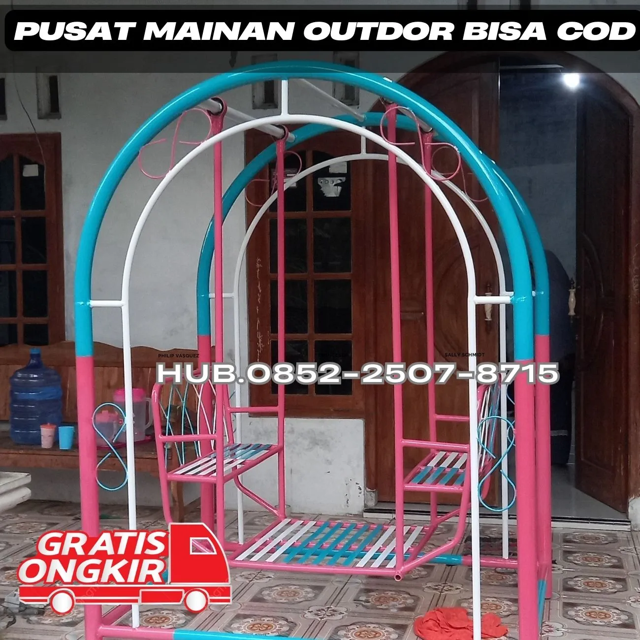 Gambar ayunan besi klasik Dan mainan playground outdoor Kec Karangpilang Kota Surabaya