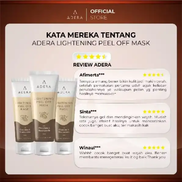 Adera Lightening Peel Of Mask With Chocolate & Niacinamide Mencerahkan Dan Mengangkat Sel Kulit Mati