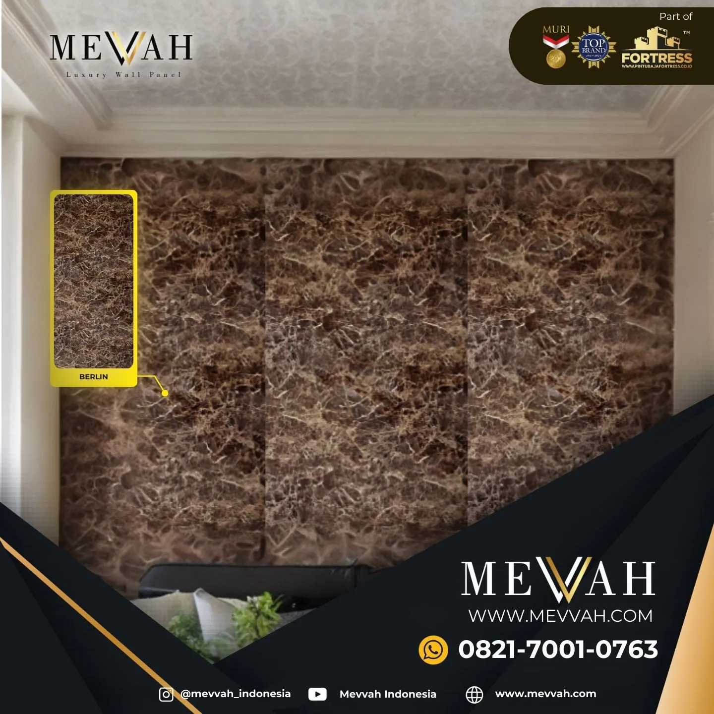 (MEVVAH) Pvc Marble Wall Panels Coklat Di Kubu Raya