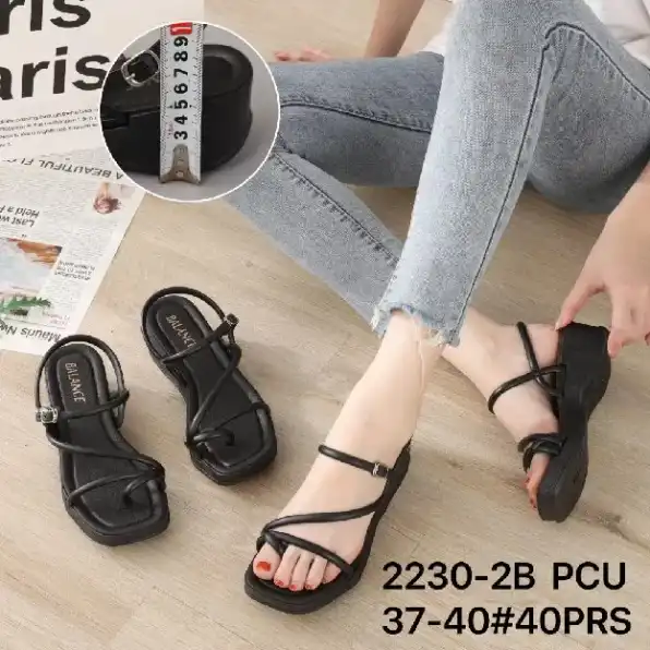 Sandal Jepit Wanita Karet Jelly Model Slop Tali Wedges Import Hak Tinggi 5 Cm BALANCE