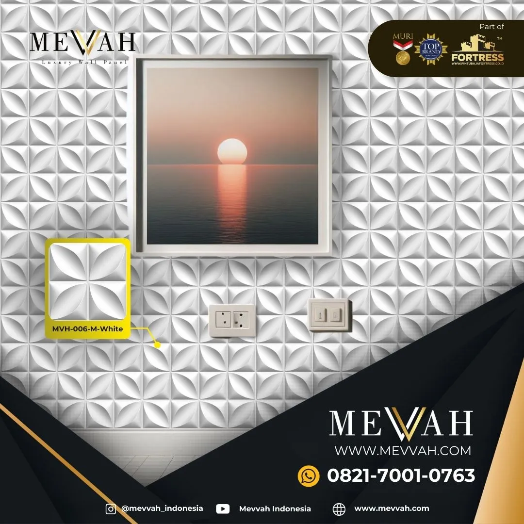 (MEVVAH) Decorative Wall Panel 3D Model Pvc Ruang Tamu White Di Bengkayang