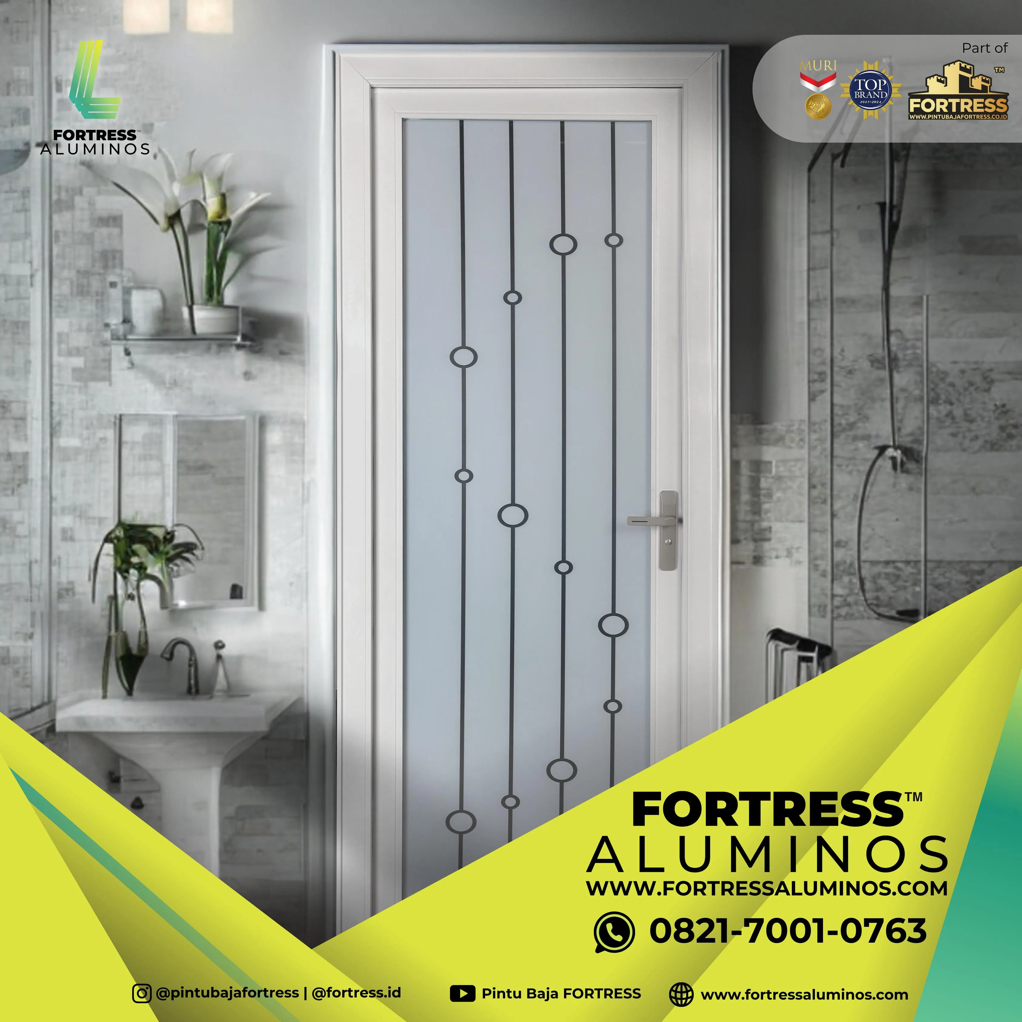 (ALUMINOS) Pintu Kamar Mandi Aluminium Putih Di Palu