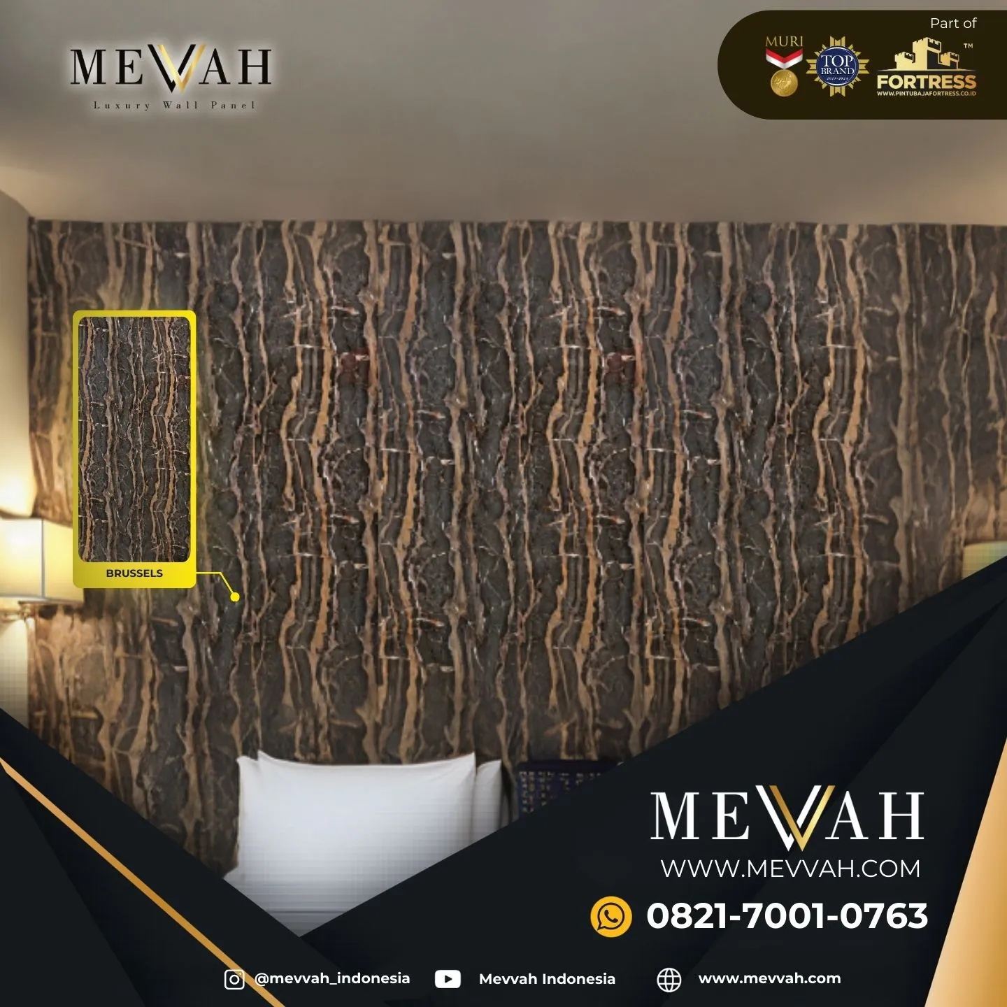 (MEVVAH) Wall Panel Motif Marmer Coklat Di Landak