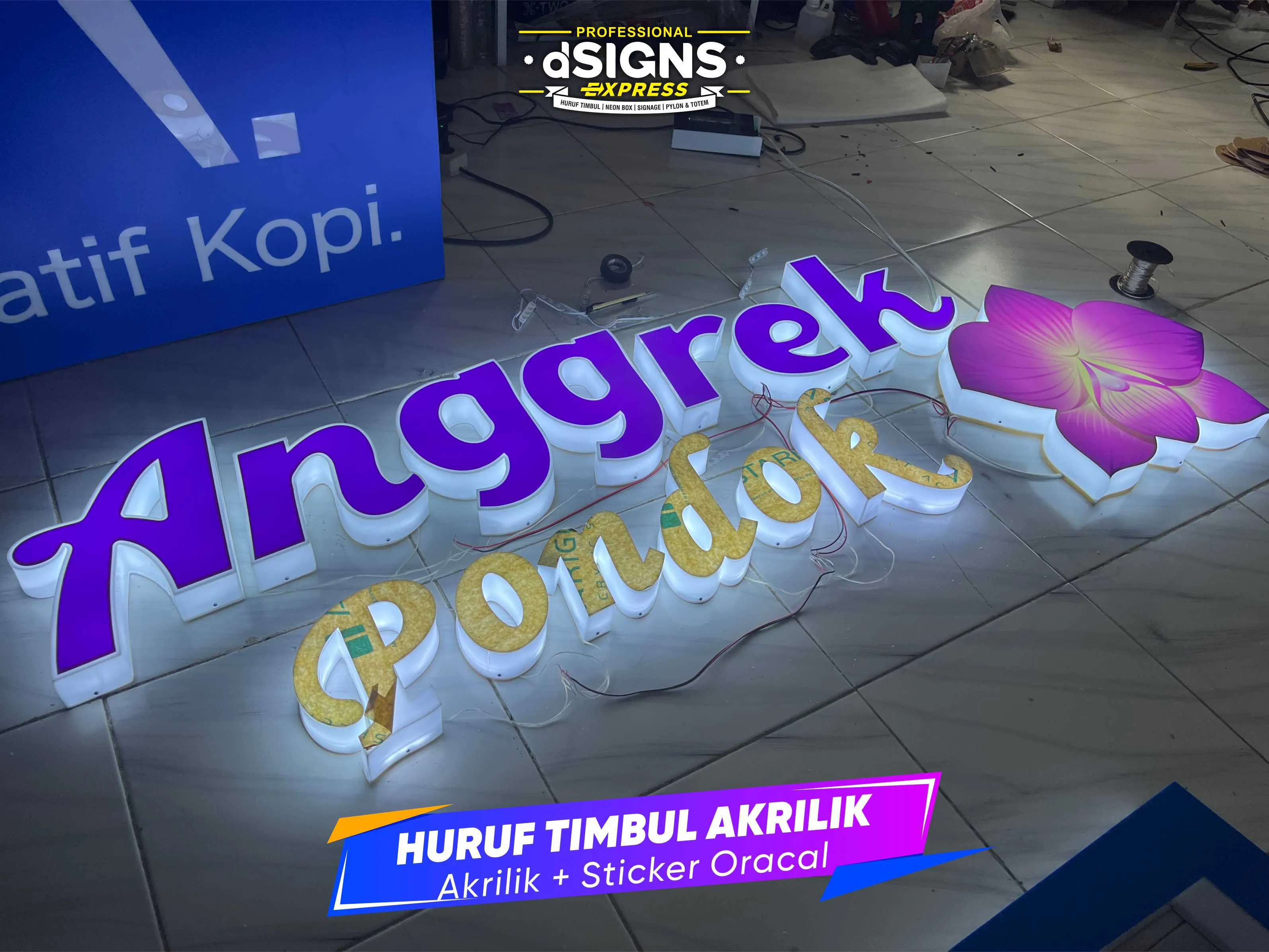 Papan Nama Huruf Timbul Kost Pondok Anggrek Jatinangor