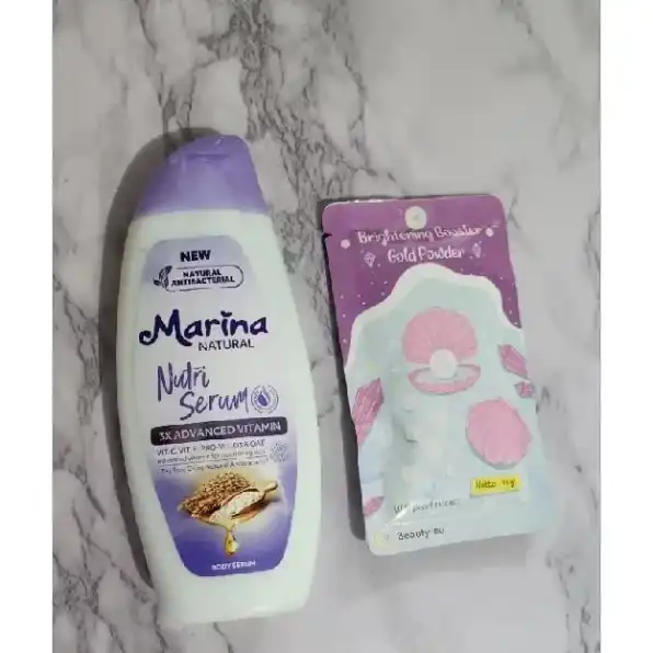 Paket Combo Pemutih Badan Marina Body Lotion 185ml Dan Beautyinu Gold Powder 25 gram Paket Mencerahk