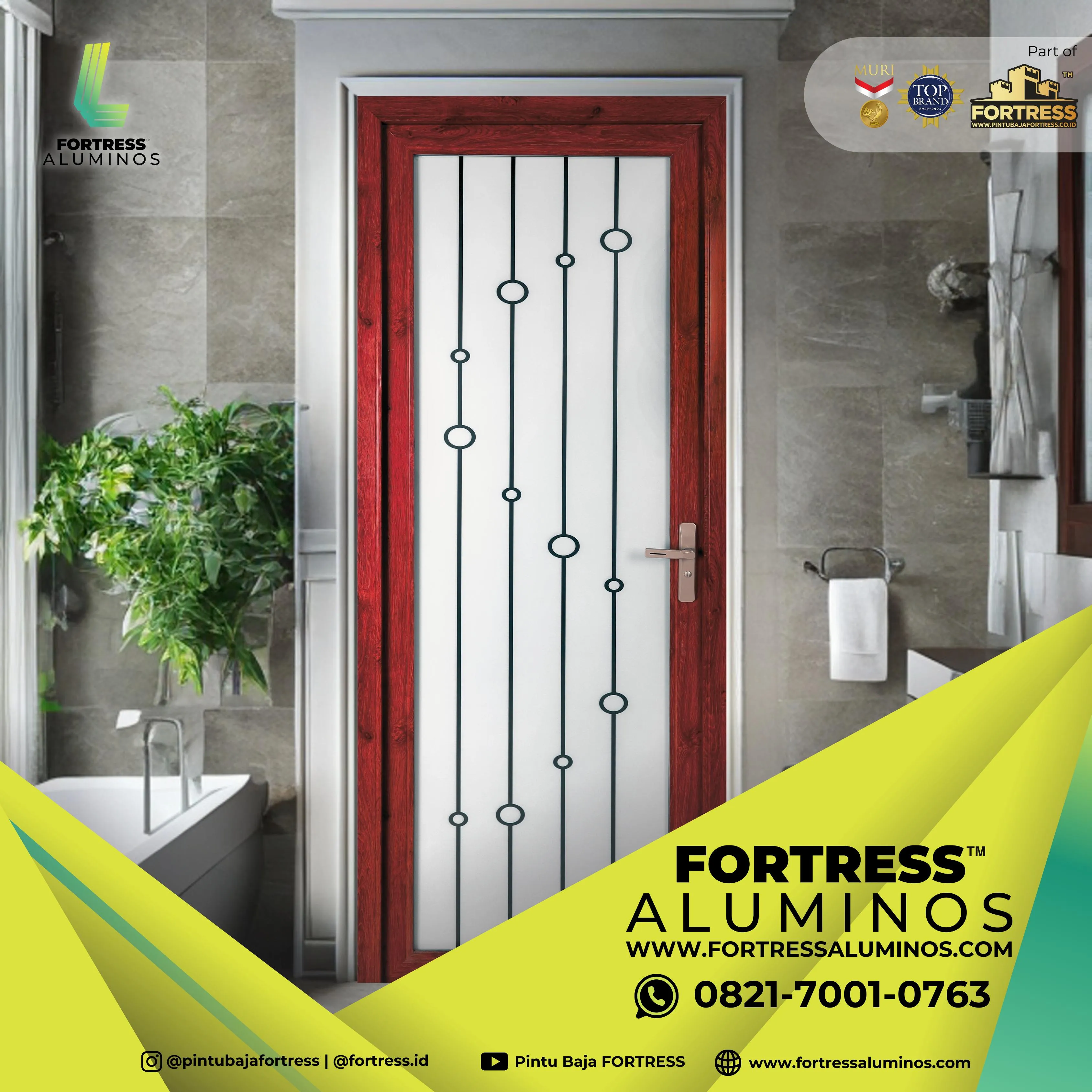 (ALUMINOS) Pintu Aluminium Motif Kayu Di Palu