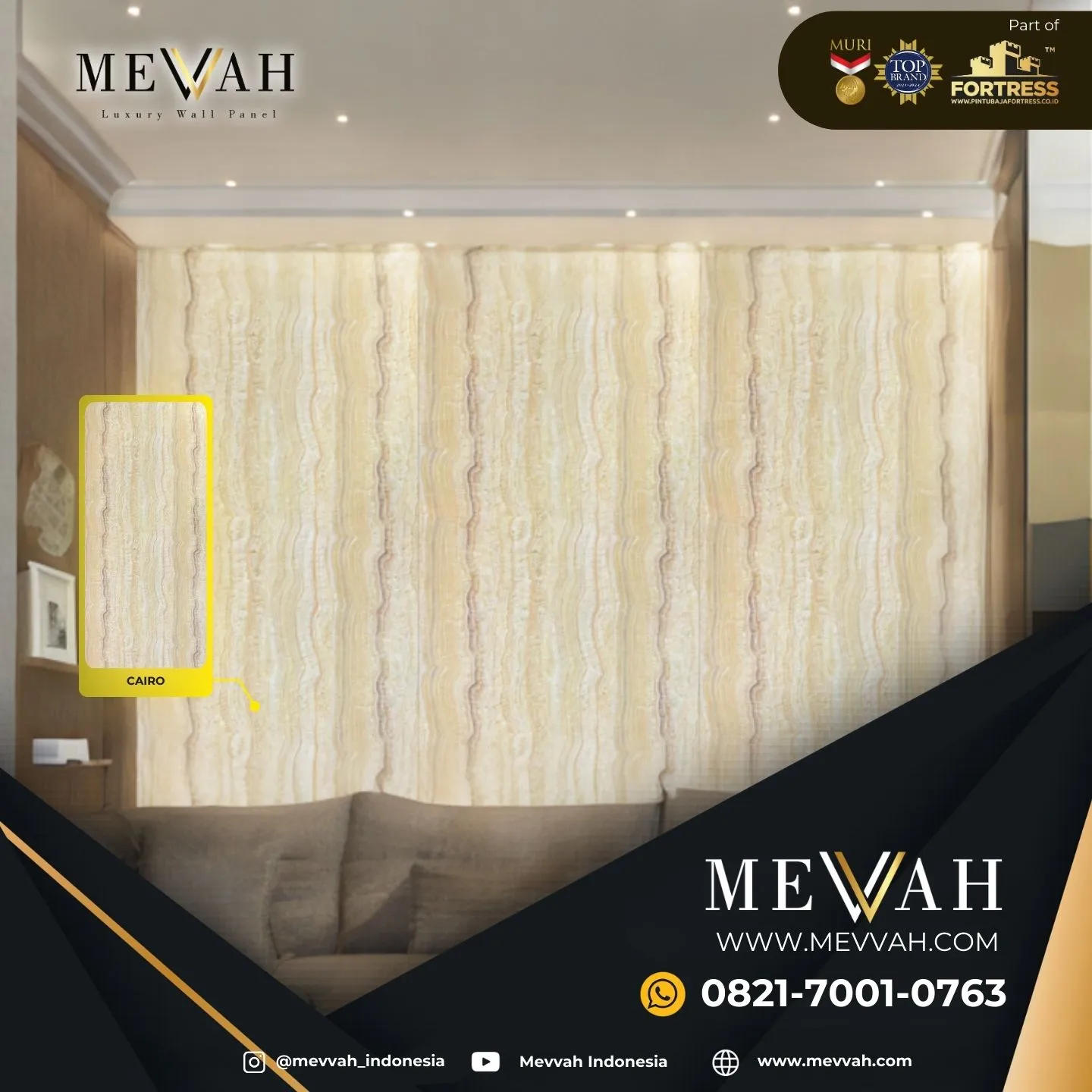 (MEVVAH) Wall Panel Pvc Motif Marmer Krem Di Sekadau