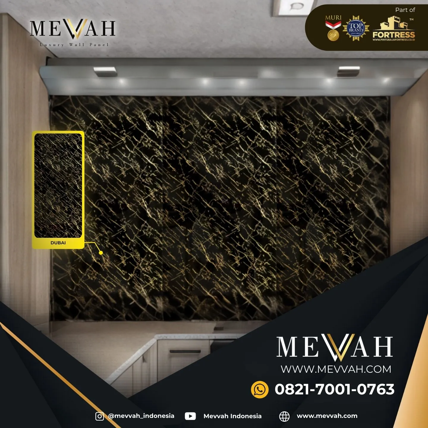 (MEVVAH) Wall Pvc Marble Hitam Di Ketapang