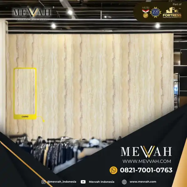 (MEVVAH) Marmer Panel Pvc Dekorasi Dinding Motif Corak Krem Di Kayong Utara