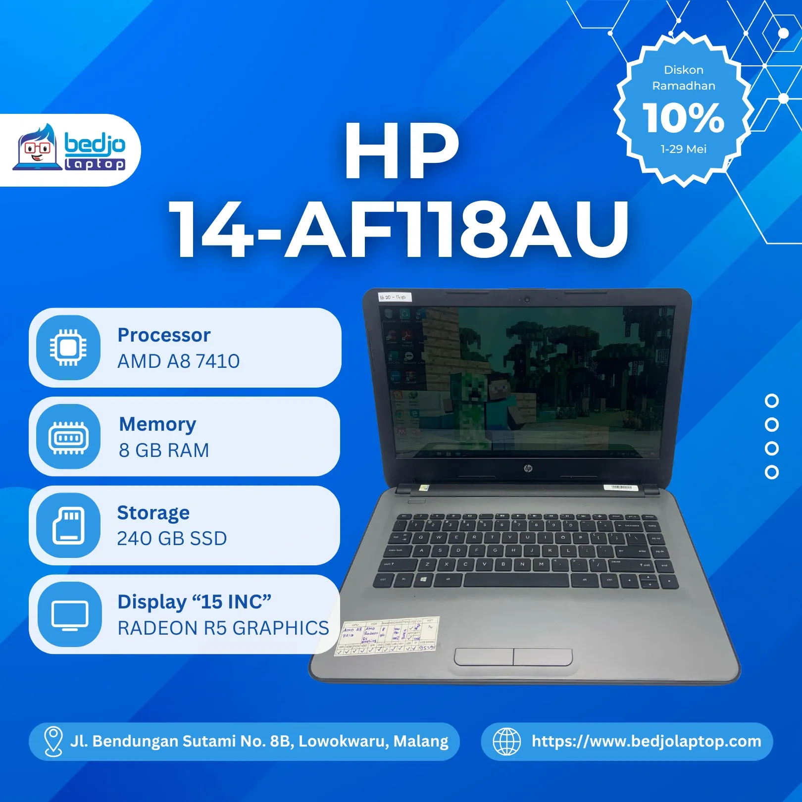 LAPTOP HP 14-AF118AU TERCANGGIH DI MALANG