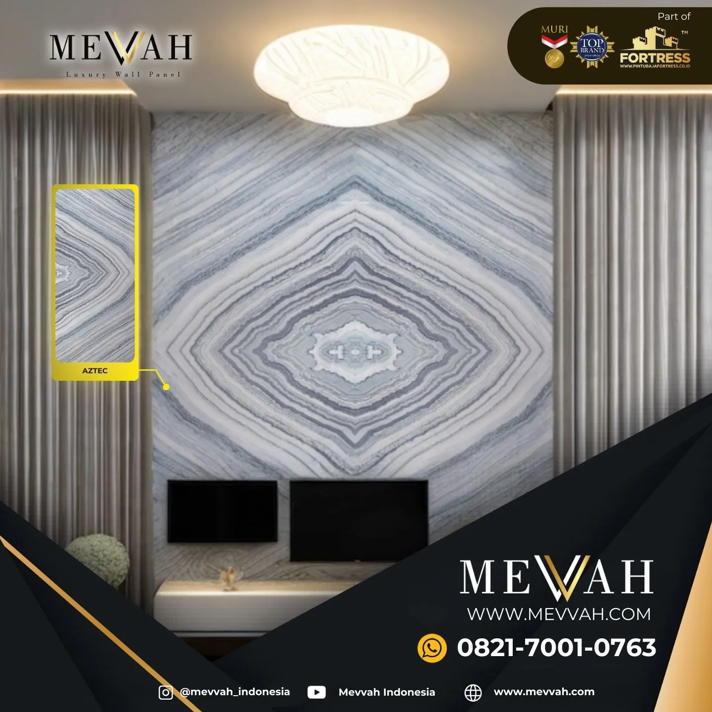 (MEVVAH) Wall Panel Pvc Motif Marmer Abu Abu Di Pontianak