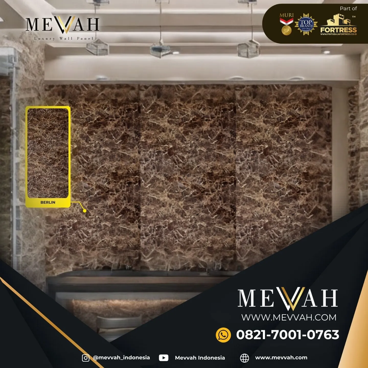 (MEVVAH) Marble Pvc Wall Panel Coklat Di Pontianak