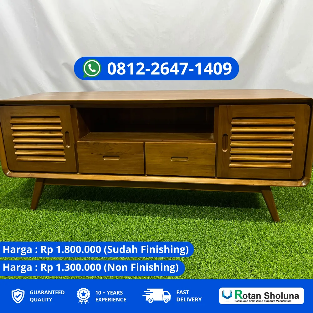 Meja TV Jati dengan Tampilan Kontemporer yang Stylish