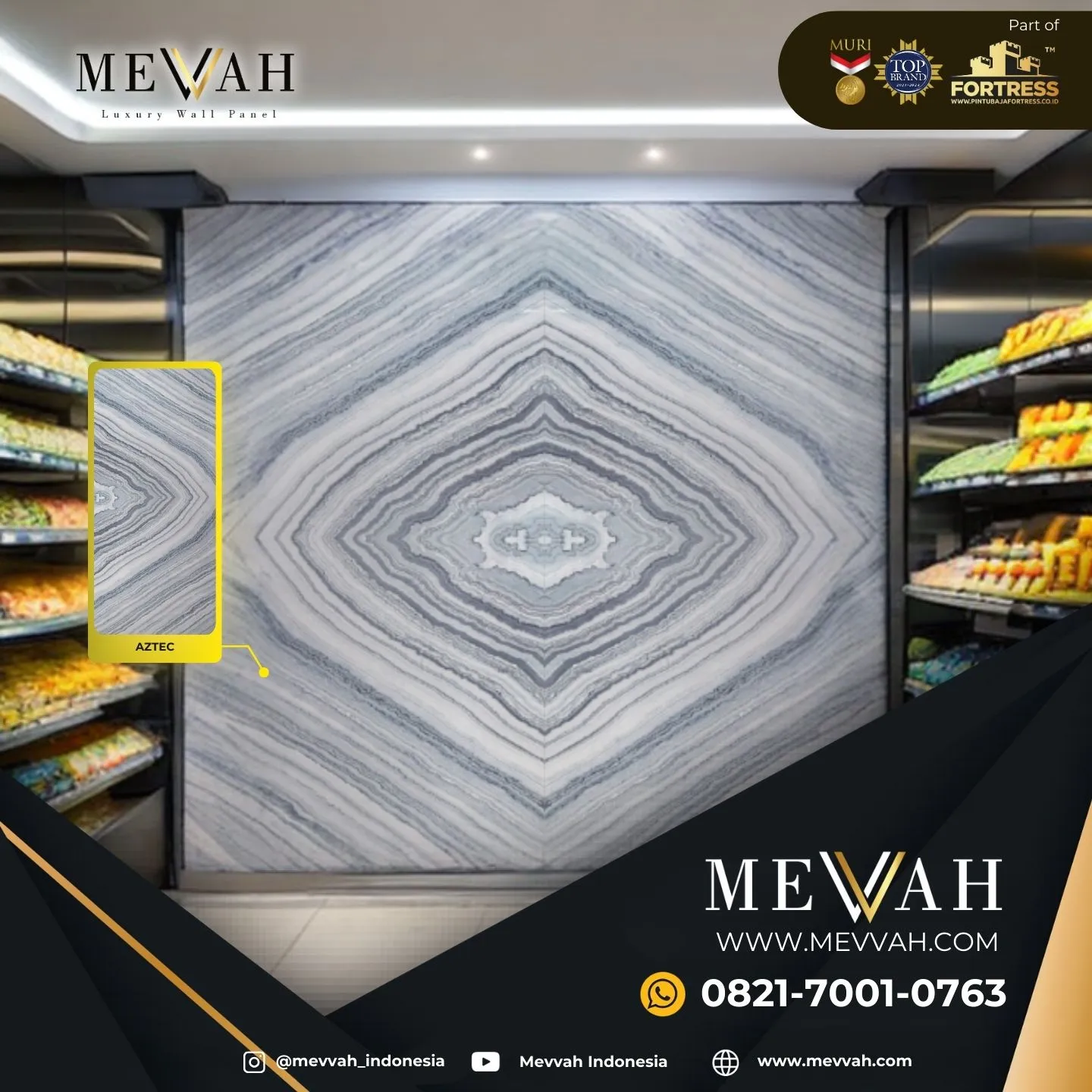 (MEVVAH) Wall Panel Motif Marmer Abu Abu Di Ketapang