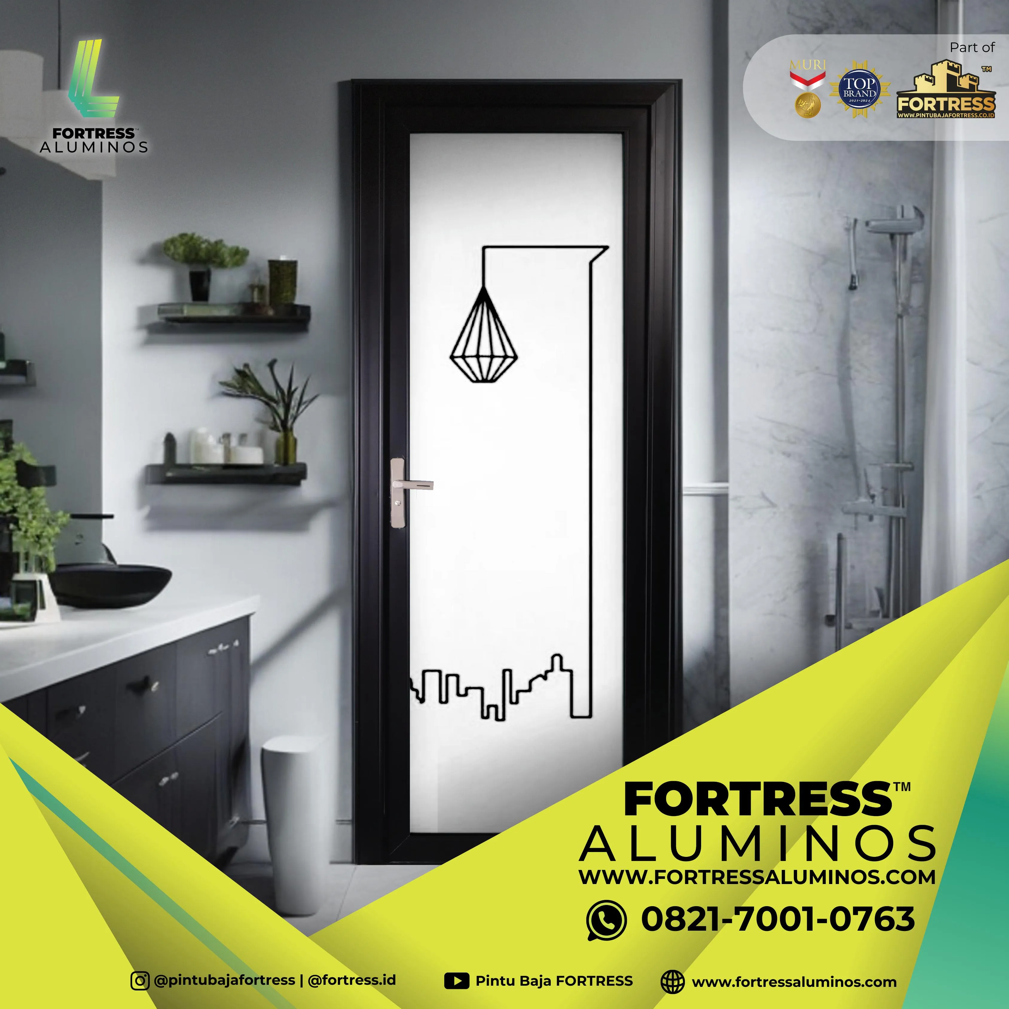 (ALUMINOS) Kusen Pintu Aluminium Kamar Mandi Di Palu
