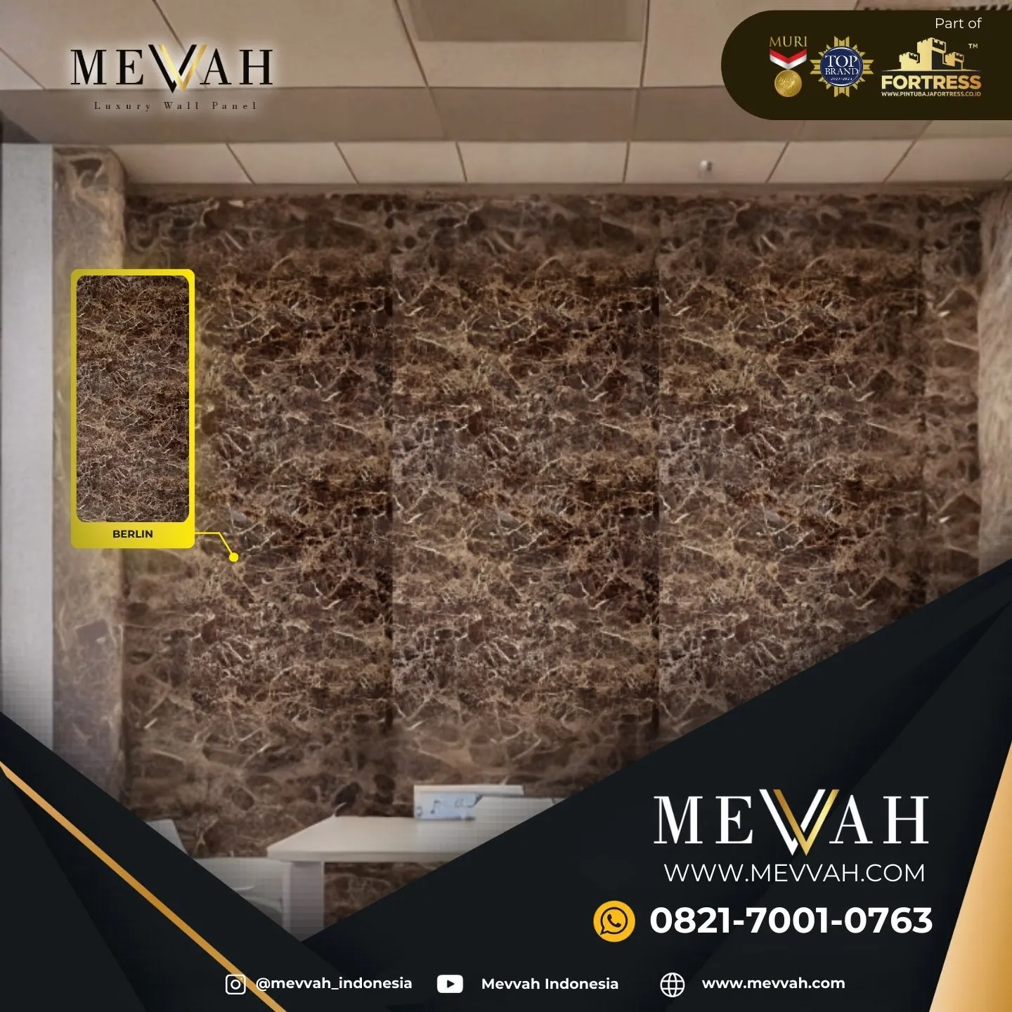 (MEVVAH) Pvc Marble Panel For Wall Coklat Di Ketapang