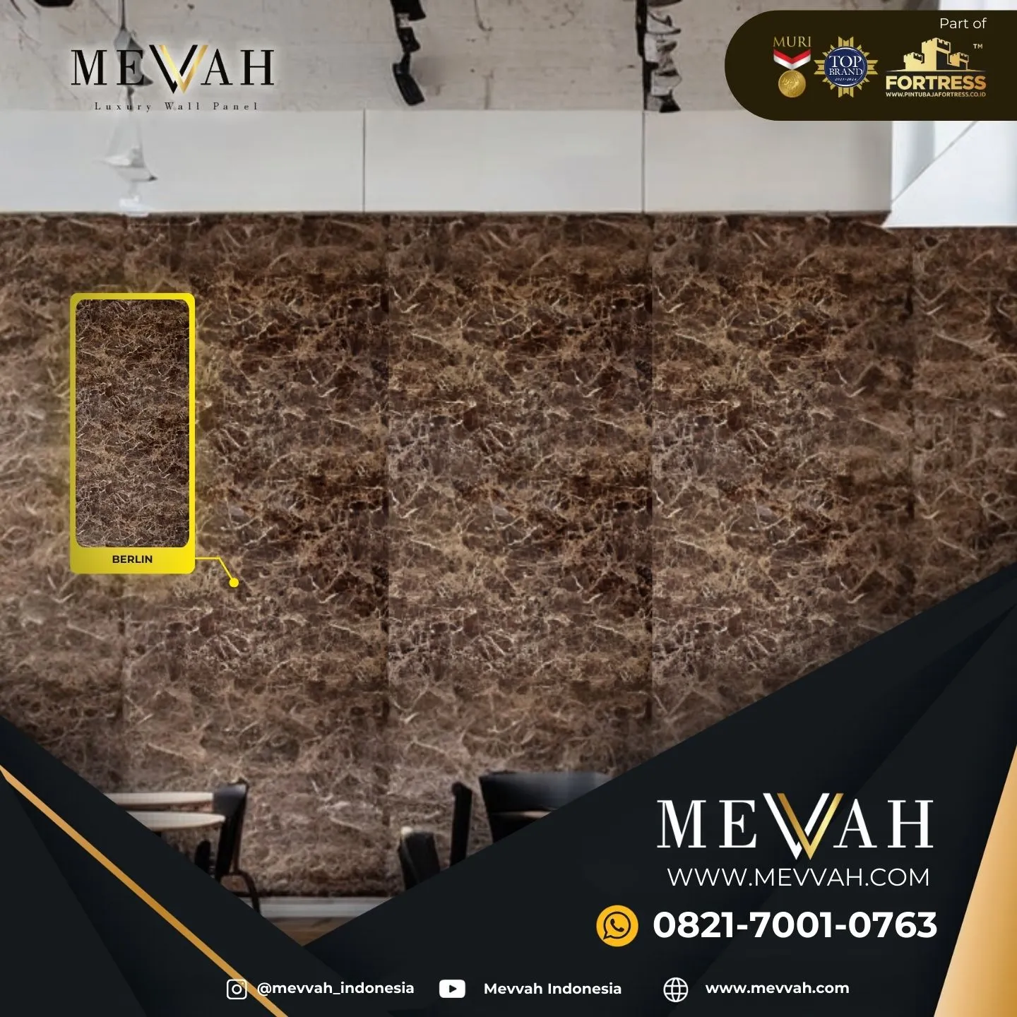 (MEVVAH) Pvc Marble Wall Panel Coklat Di Singkawang