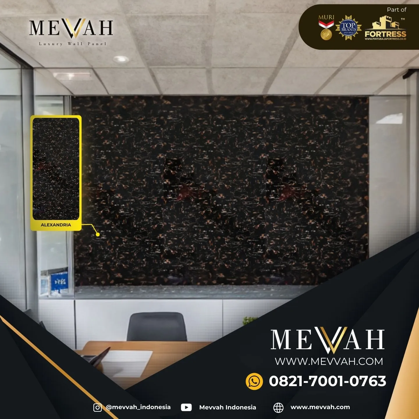 (MEVVAH) Panel Marmer Pvc Dinding Hitam Di Landak