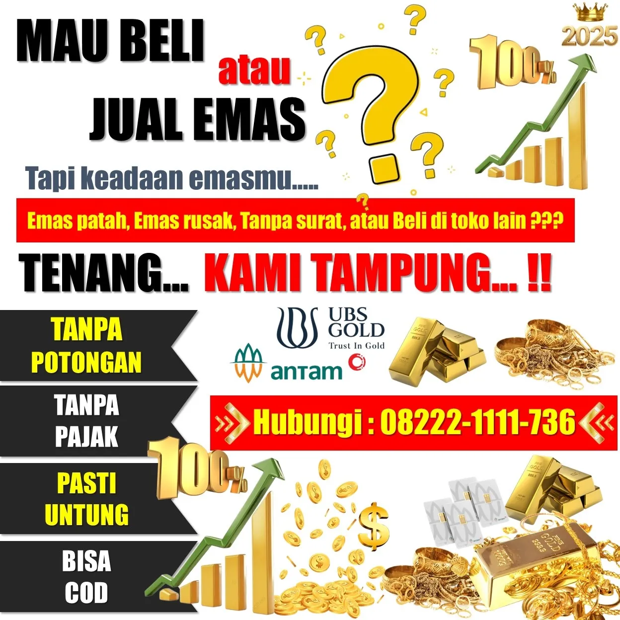 Hub0822-2111-1736, WA [ TANPA POTONGAN ], Jual Emas Asli Maphar