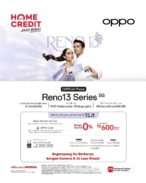 Segampang itu Kredit Oppo Reno 13F 8 256GB, Dapatkan promo bunga 0% & bebas 2x cicilan