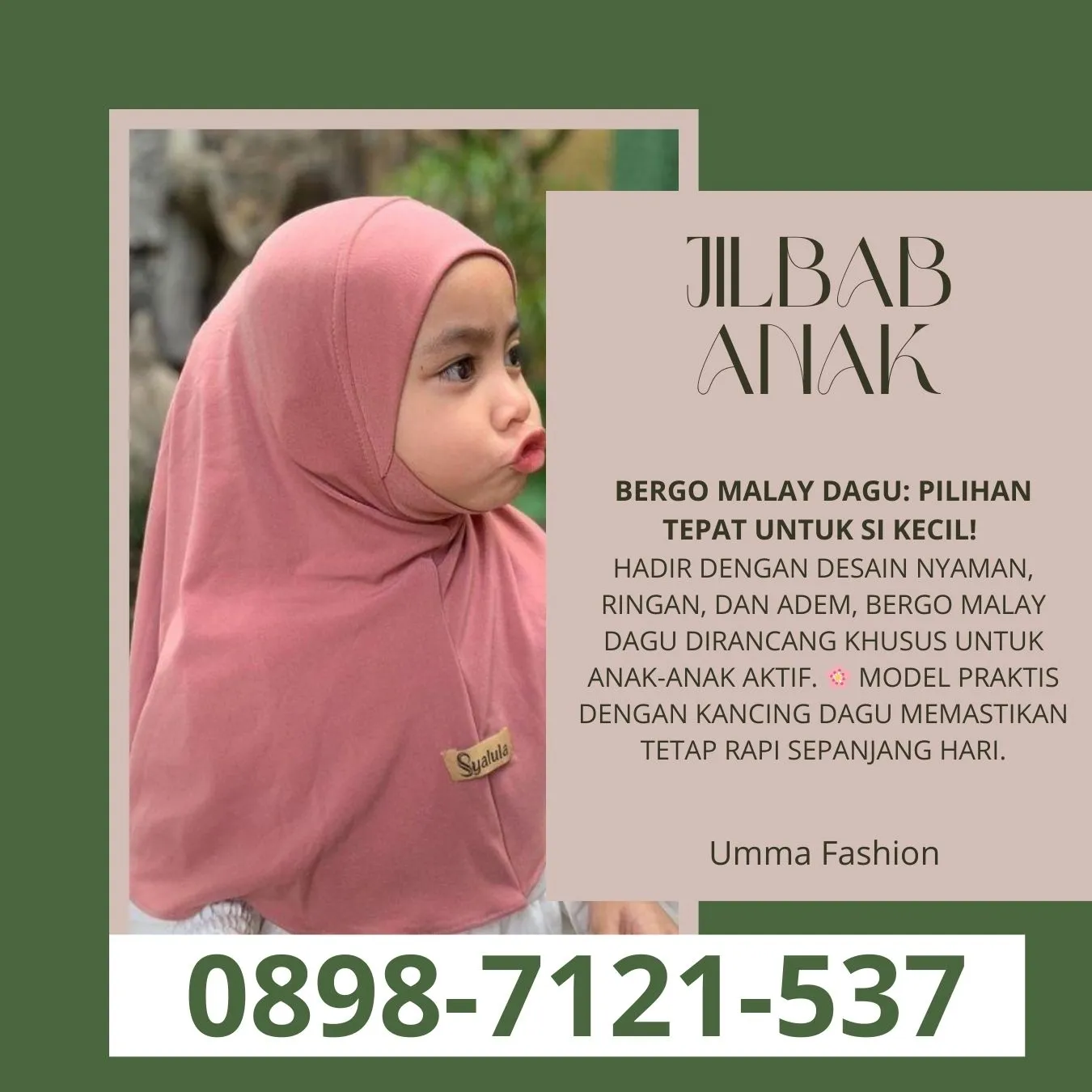Kerudung Anak Bergo | Umma Fashion | di Karanganyar Bandung