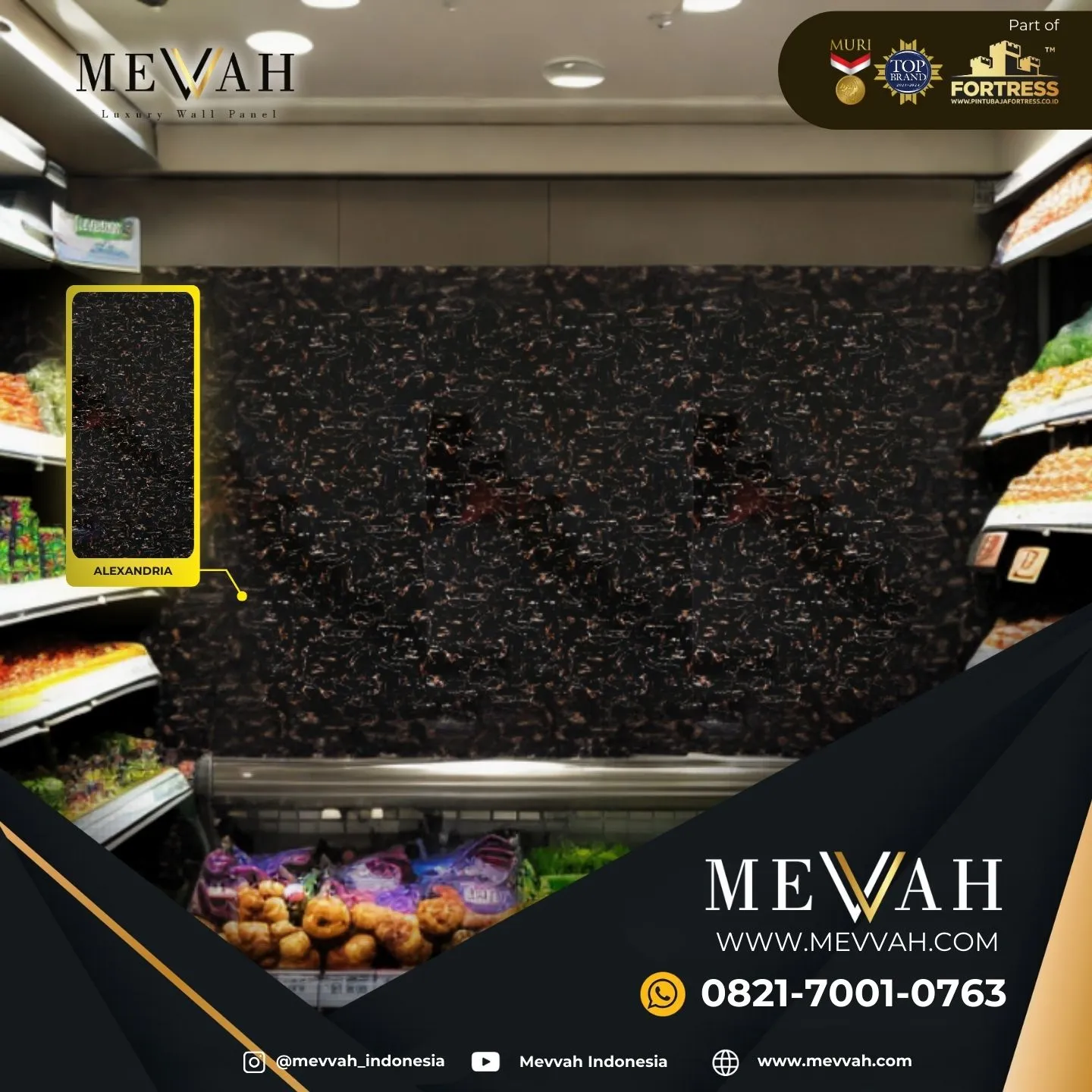 (MEVVAH) Panel Dinding Pvc Motif Marmer Hitam Di Sekadau