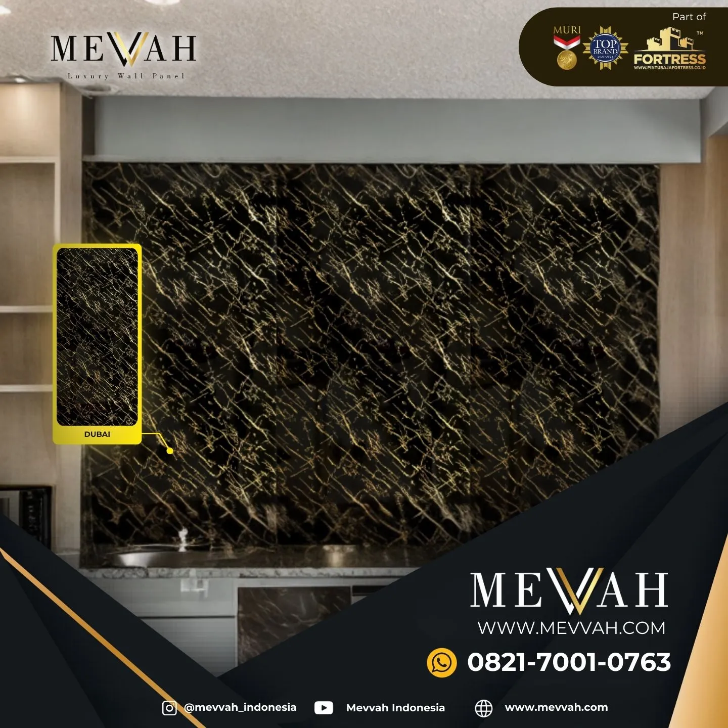 (MEVVAH) Wall Panel Marmer Pvc Hitam Di Mempawah