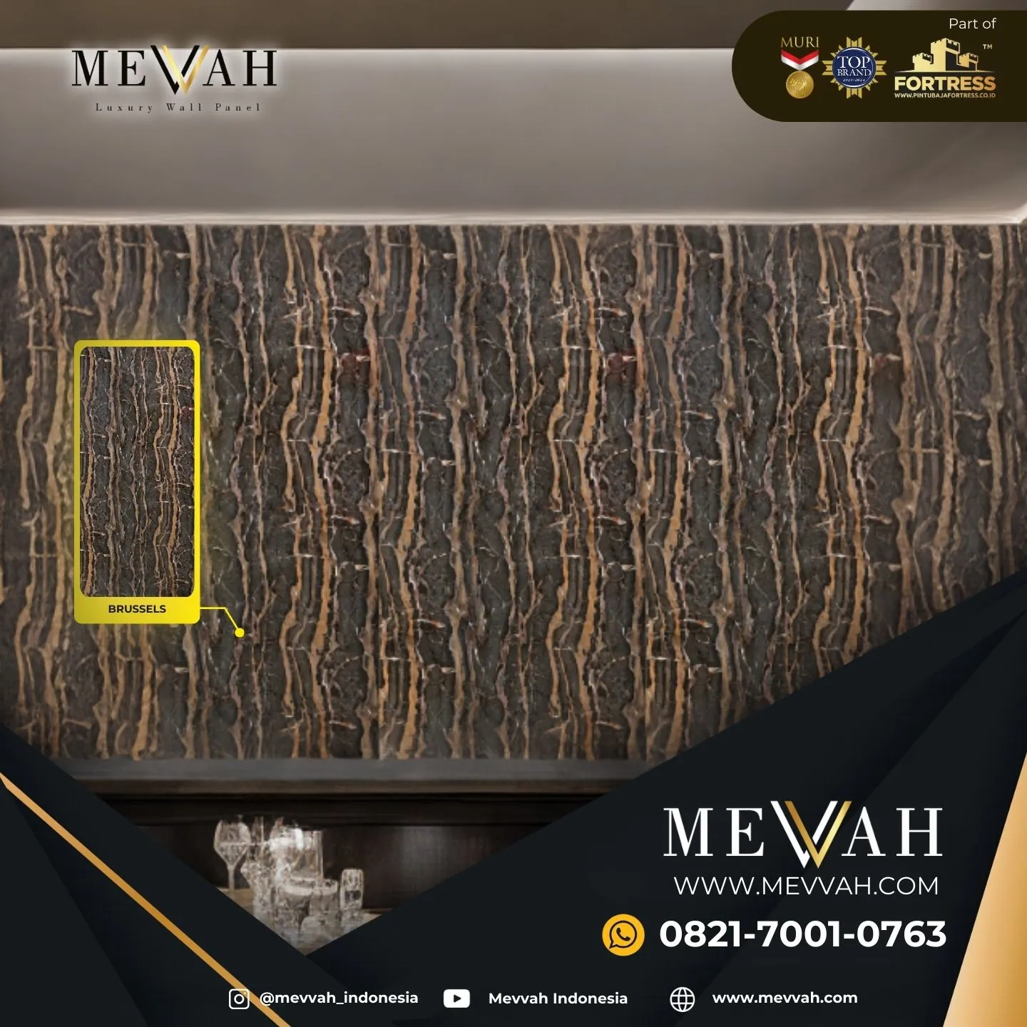 (MEVVAH) Wall Panel Marble Coklat Di Melawi