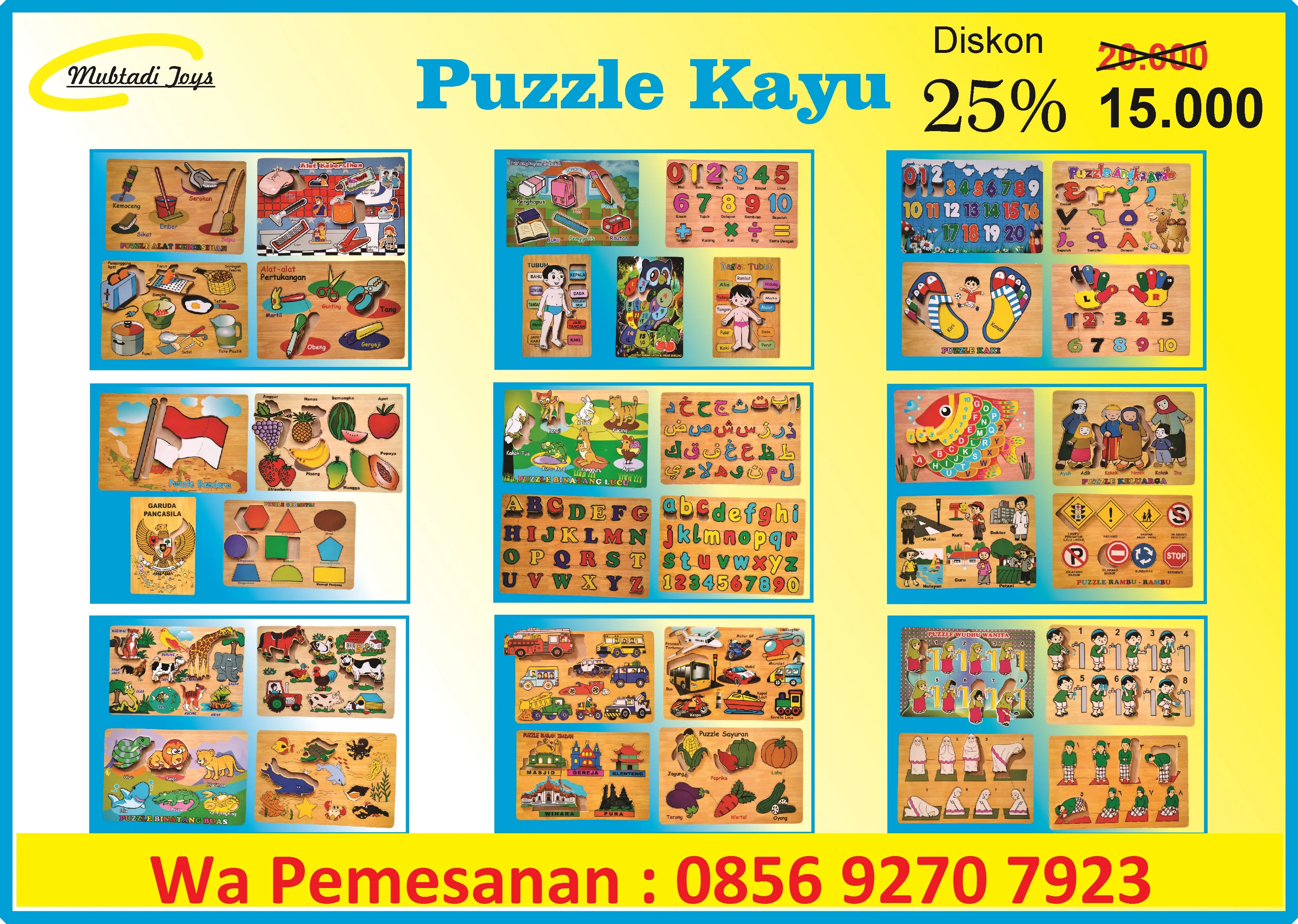 Puzzle kayu alat kebersihan tubuh