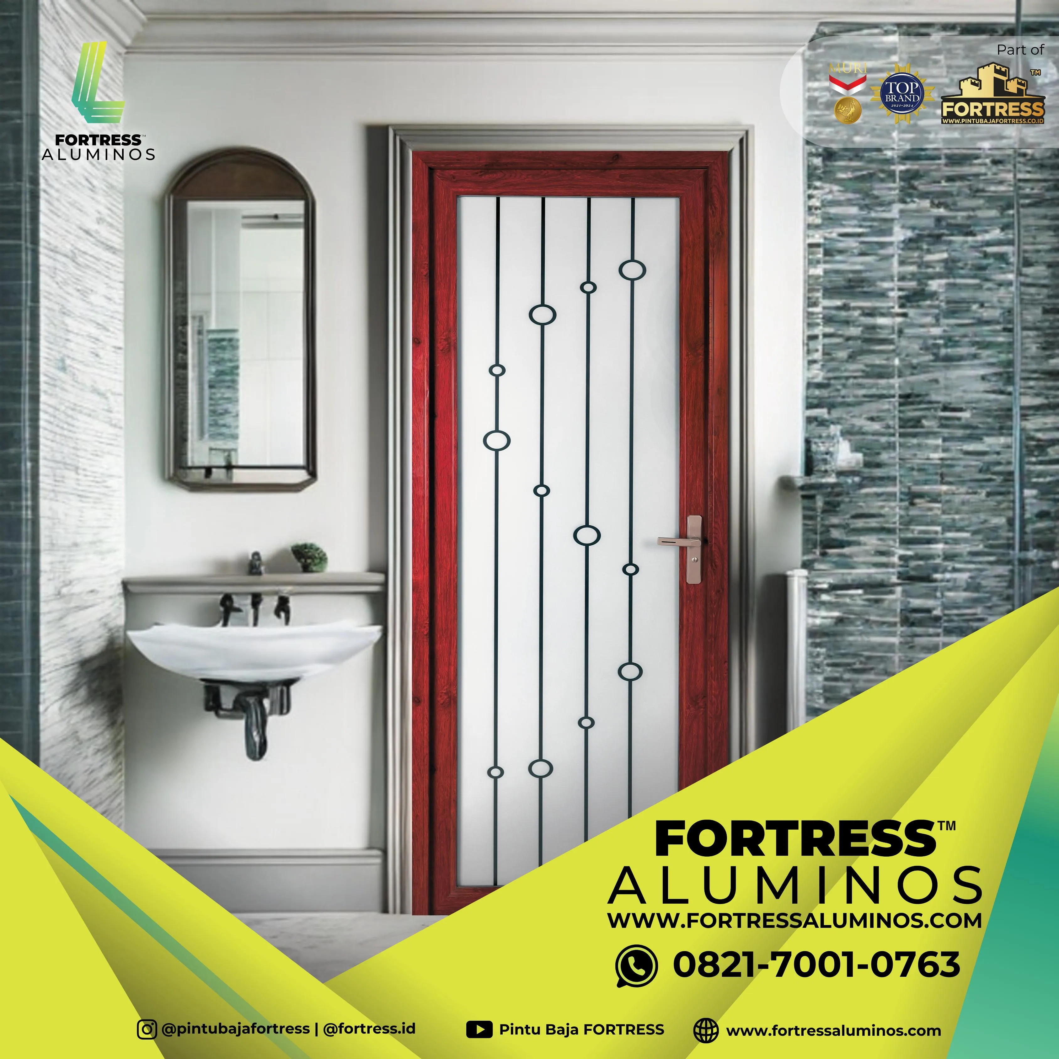 (ALUMINOS) Pintu Kaca Aluminium Putih Di Palu