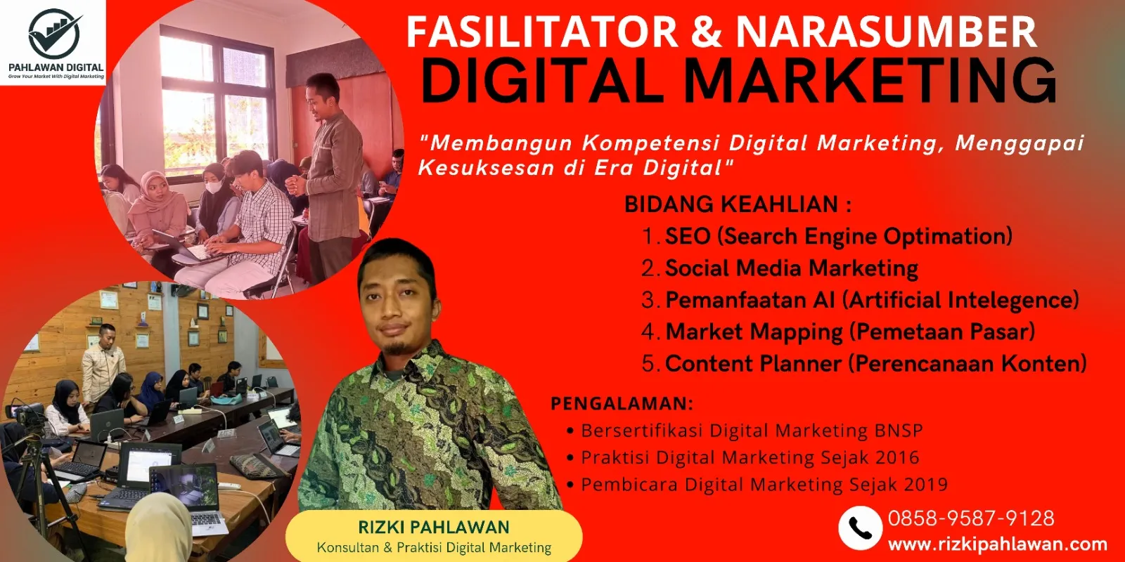 Instruktur Narasumber Bisnis Pemasaran Online BNSP Kemenparekraf Sijunjung Batam RIZKI PAHLAWAN