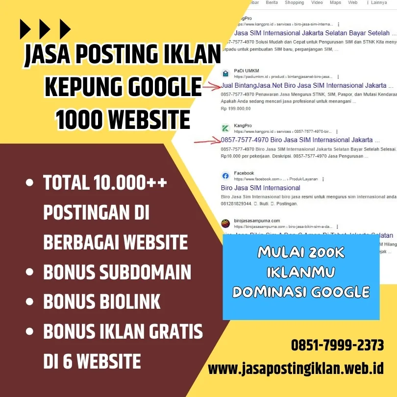 Spesialis Sebar Iklan Kepung Google 1000 Plus Website Tangerang (o851 7999 2373)