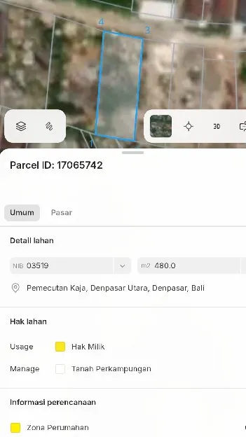 Dijual 4,8 are, Jl. Bung Tomo X Gatsu Barat Pemecutan Kaja Denpasar