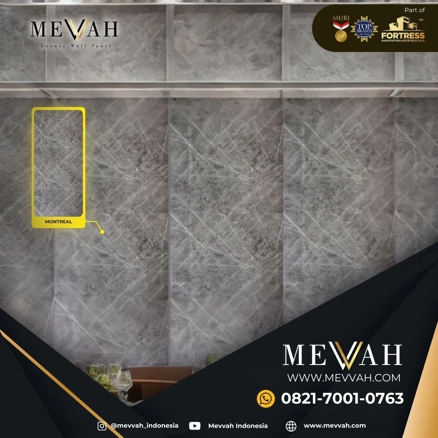 (MEVVAH) Wall Panel Pvc Motif Marmer Abu Abu Di Bengkayang