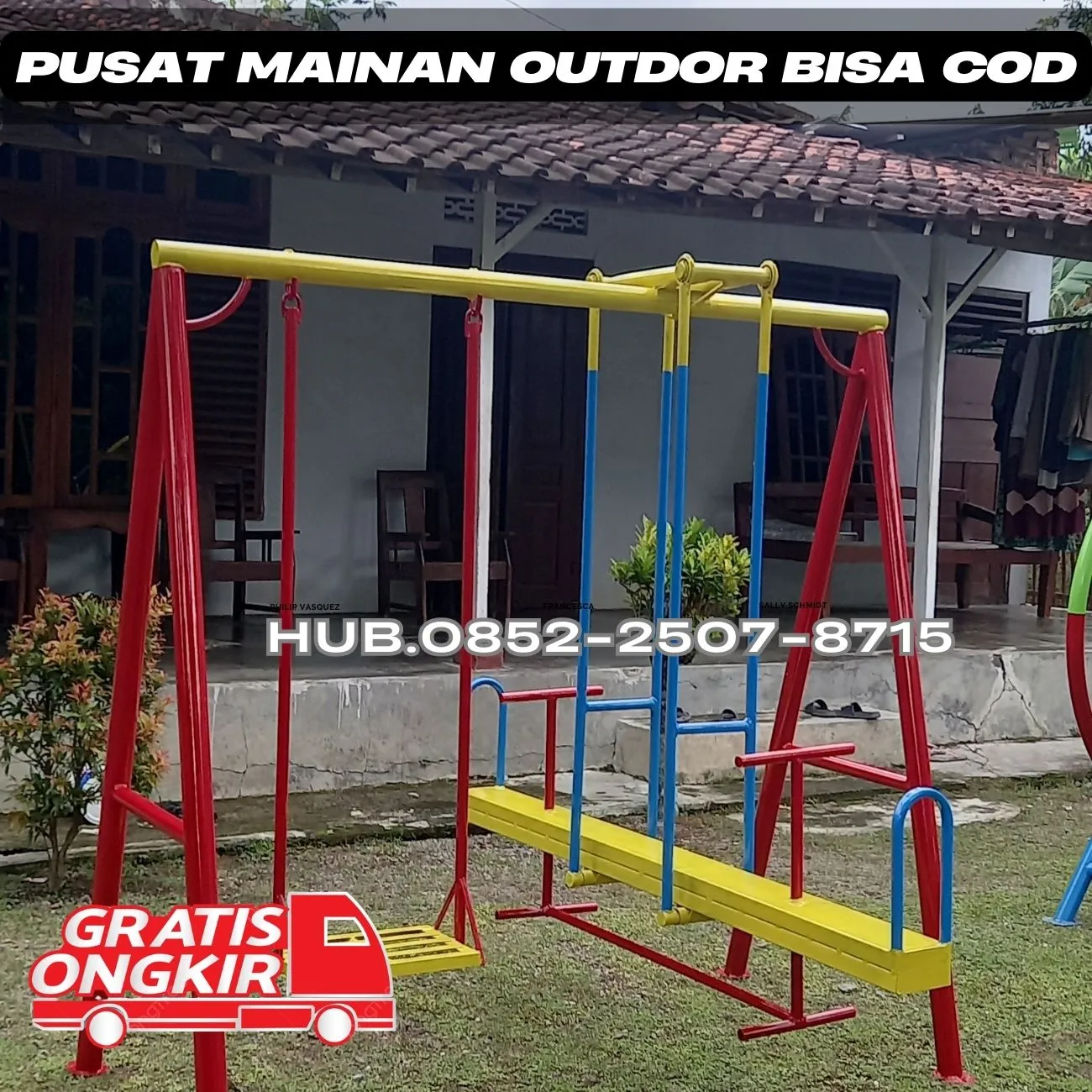 Gambar ayunan besi bulat besar Dan mainan playground Kec Nanggulan Kulon Progo