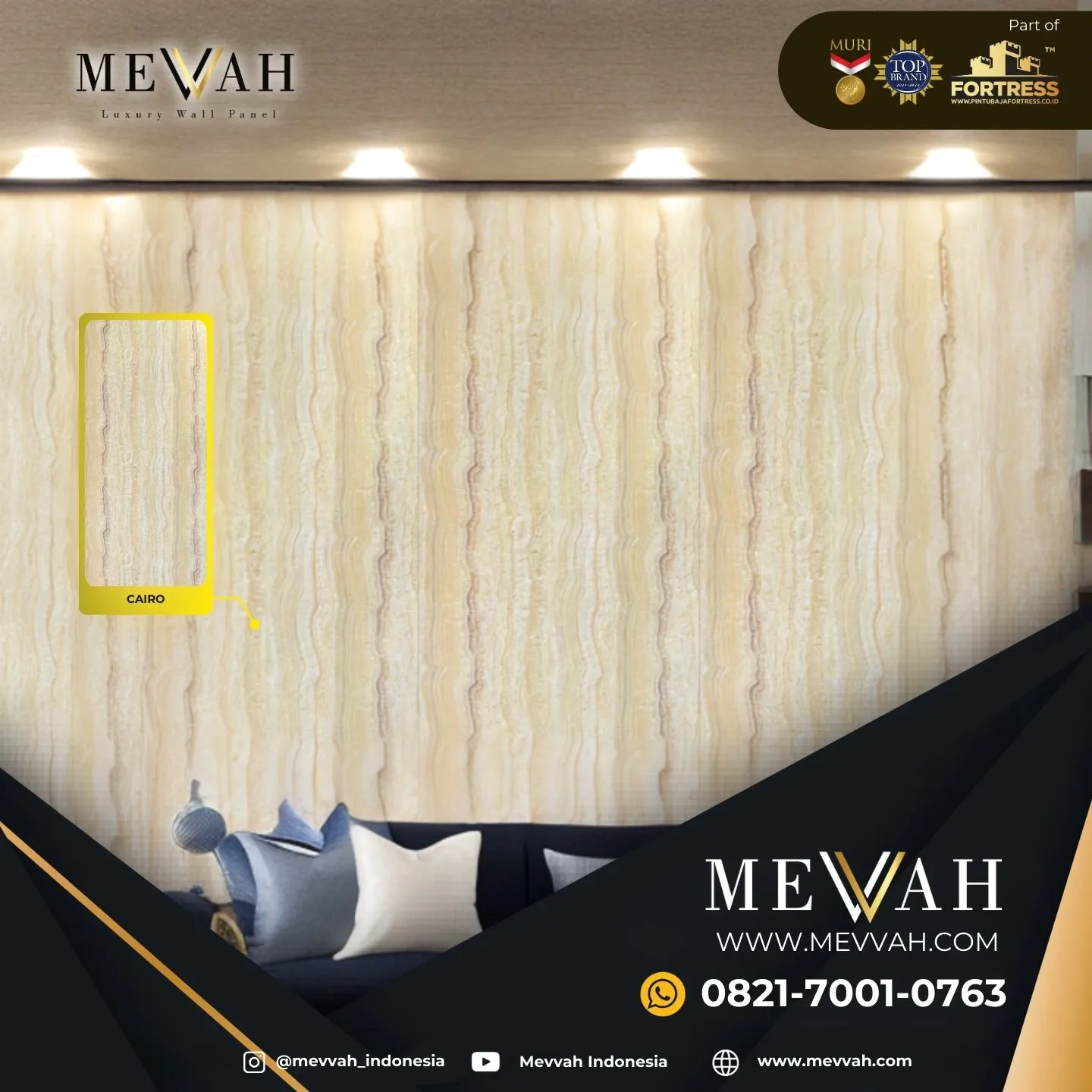 (MEVVAH) Wall Panel Pvc Dinding Motif Marmer Krem Di Kapuas Hulu