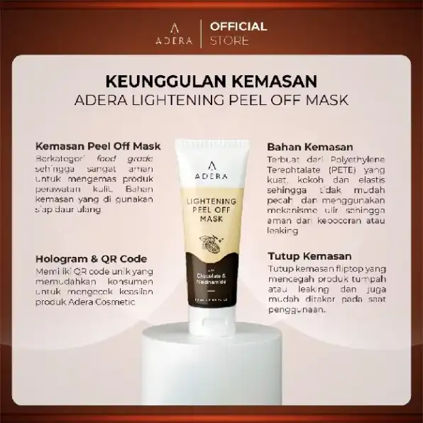 Adera Lightening Peel Of Mask With Chocolate & Niacinamide Mencerahkan Dan Mengangkat Sel Kulit Mati