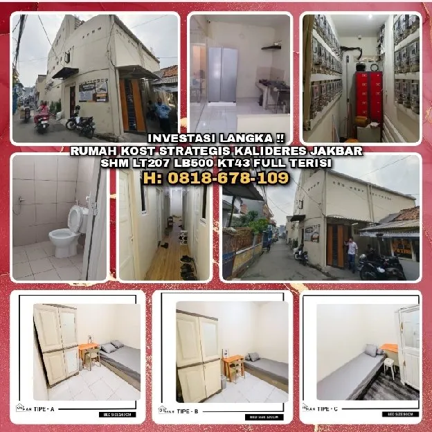 DIJUAL RUMAH KOST EXCLUSIVE LOKASI STRATEGIS DI KALIDERES JAKARTA BARAT. 43 KAMAR FULL TERISI