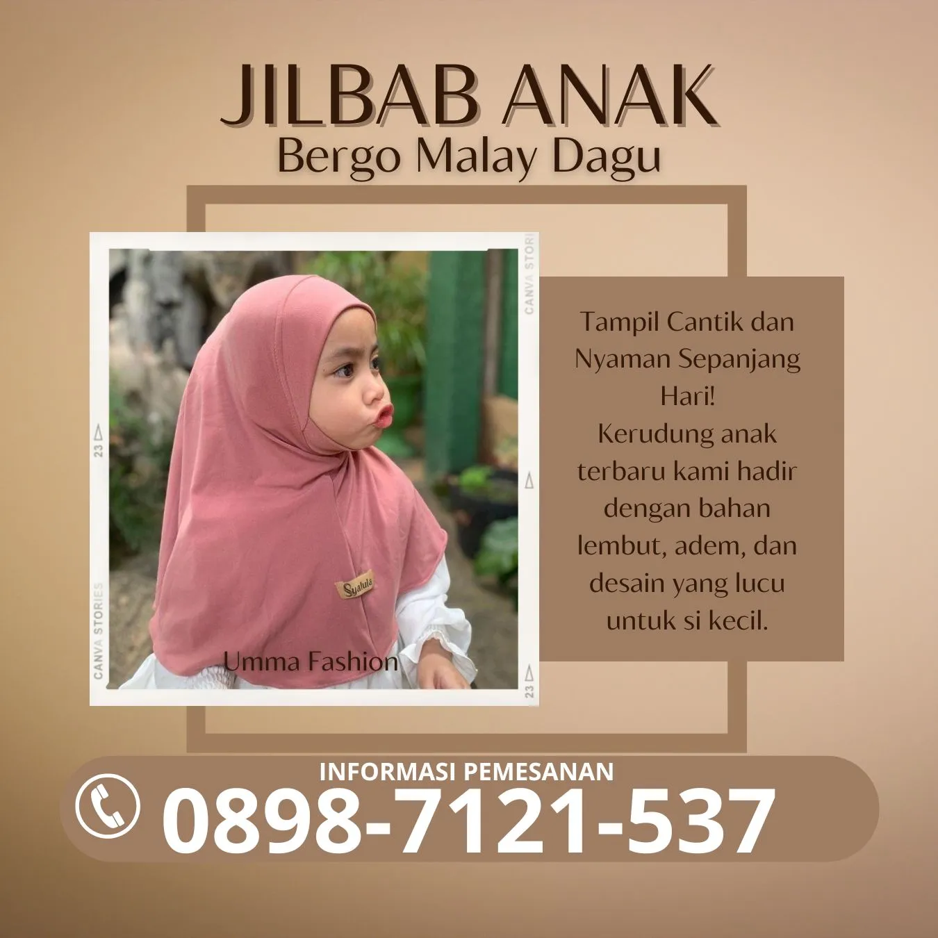 0898-7121-537 Kerudung Anak Arrafi |Umma Fashion| di Antapani Wetan Bandung