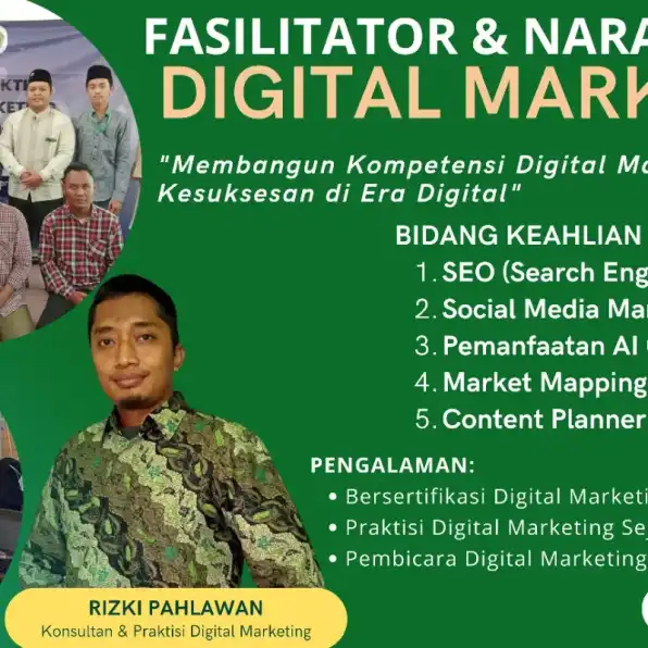 Tersertifikasi BNSP 0858-9587-9128 Fasilitator Narasumber Digital Marketing BNSP Kemensos Serang Jakarta RIZKI PAHLAWAN