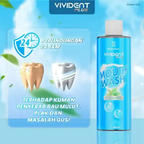 Vivident Mouth Wash - Penghilang Bau Mulut & Plak Gigi - Mencerahkan Gigi | Original